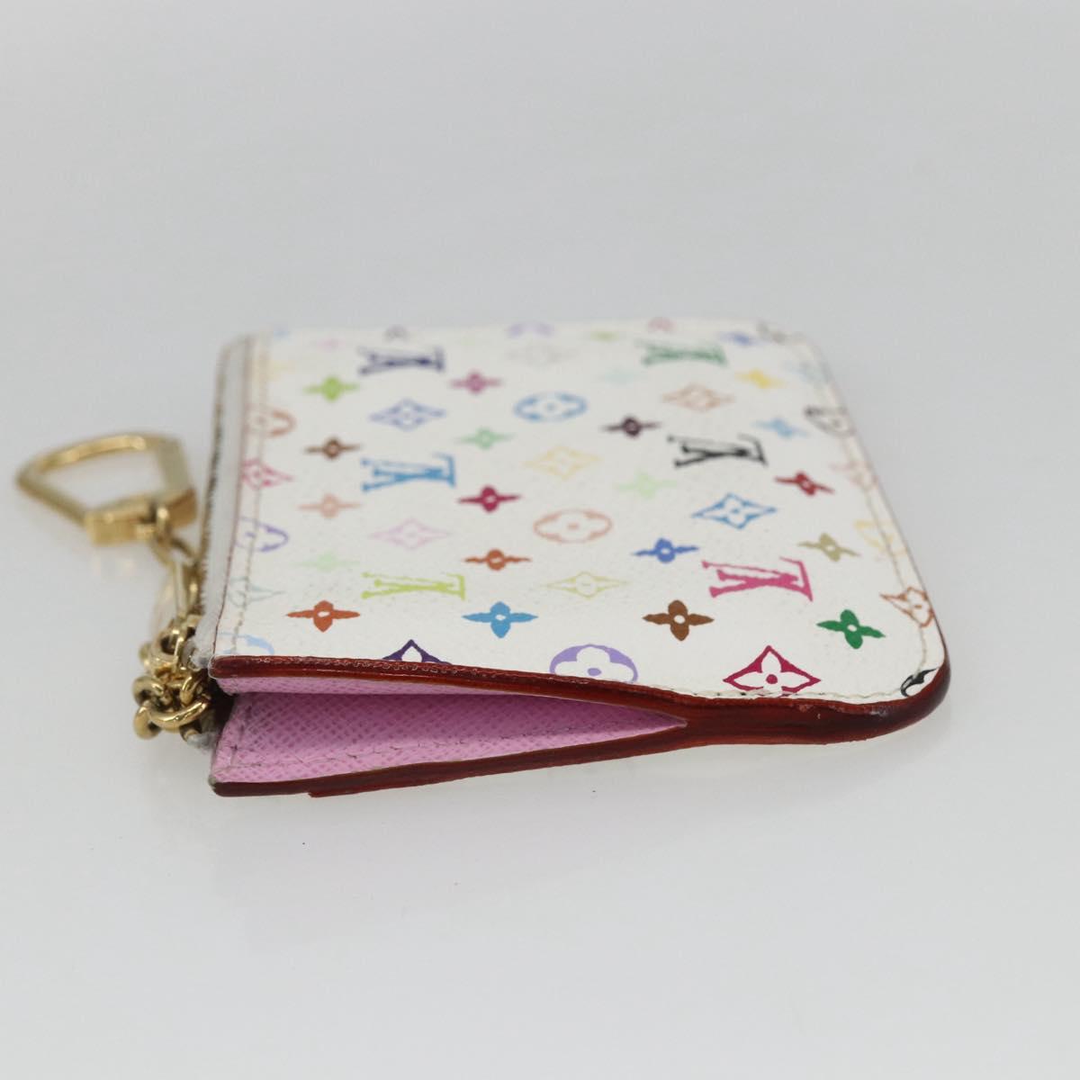 LOUIS VUITTON Multicolor Pochette Cles NM Coin Purse White M93734 Auth 169790V