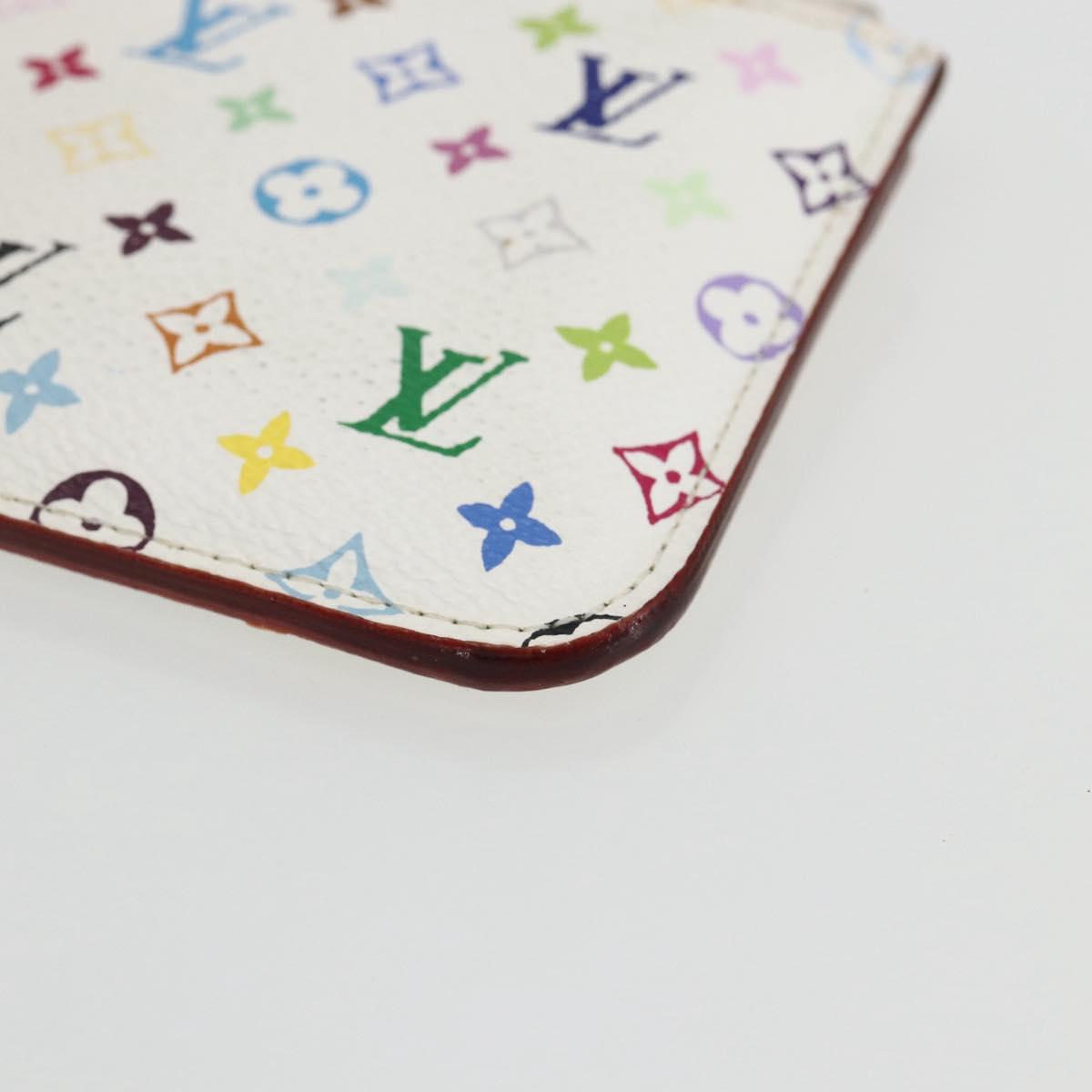 LOUIS VUITTON Multicolor Pochette Cles NM Coin Purse White M93734 Auth 169790V