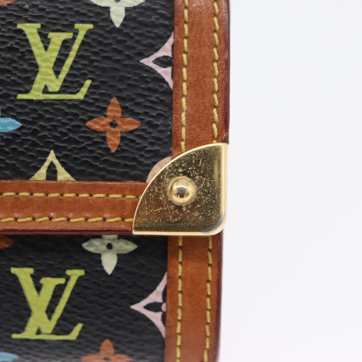 LOUIS VUITTON Monogram Multicolor Porte Monnaie Plat Black M92656 Auth 169791