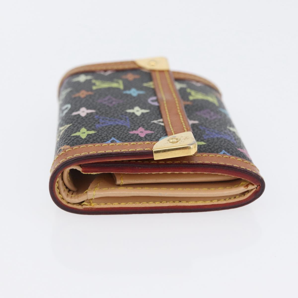 LOUIS VUITTON Monogram Multicolor Porte Monnaie Plat Black M92656 Auth 169791