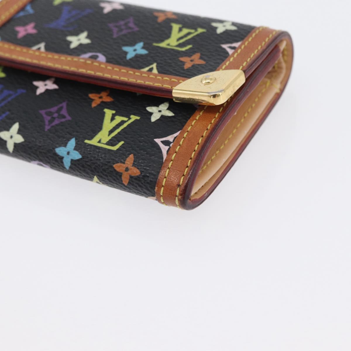 LOUIS VUITTON Monogram Multicolor Porte Monnaie Plat Black M92656 Auth 169791