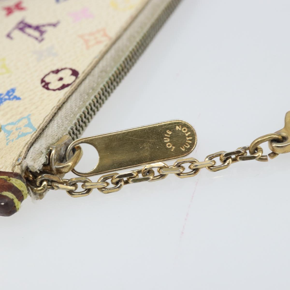 LOUIS VUITTON Monogram Multicolor Pochette Cles Purse White M92655 Auth 169794