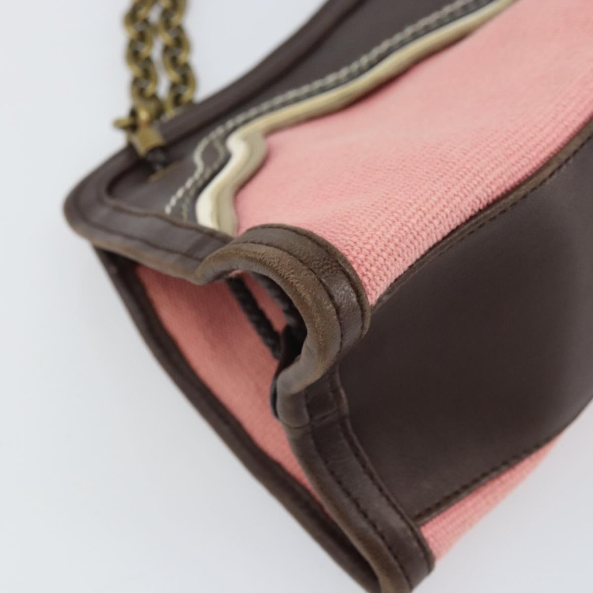 BOTTEGA VENETA Chain Hand Bag Canvas outlet Pink Gold 169980 Auth 169795V