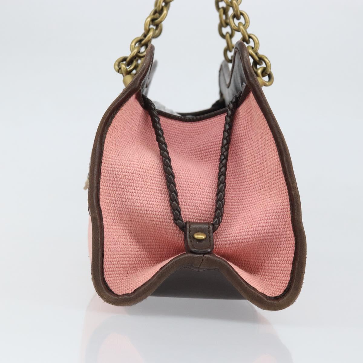 BOTTEGA VENETA Chain Hand Bag Canvas outlet Pink Gold 169980 Auth 169795V