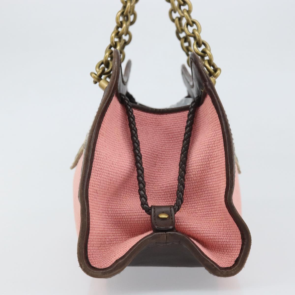 BOTTEGA VENETA Chain Hand Bag Canvas outlet Pink Gold 169980 Auth 169795V