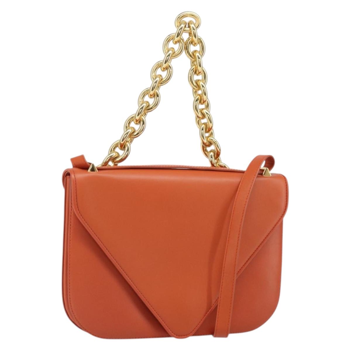 BOTTEGA VENETA Chain Shoulder Bag Leather 2way Brown Gold Auth 169800V