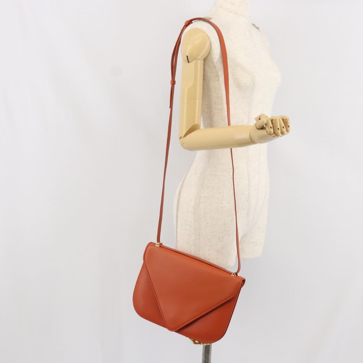 BOTTEGA VENETA Chain Shoulder Bag Leather 2way Brown Gold Auth 169800V