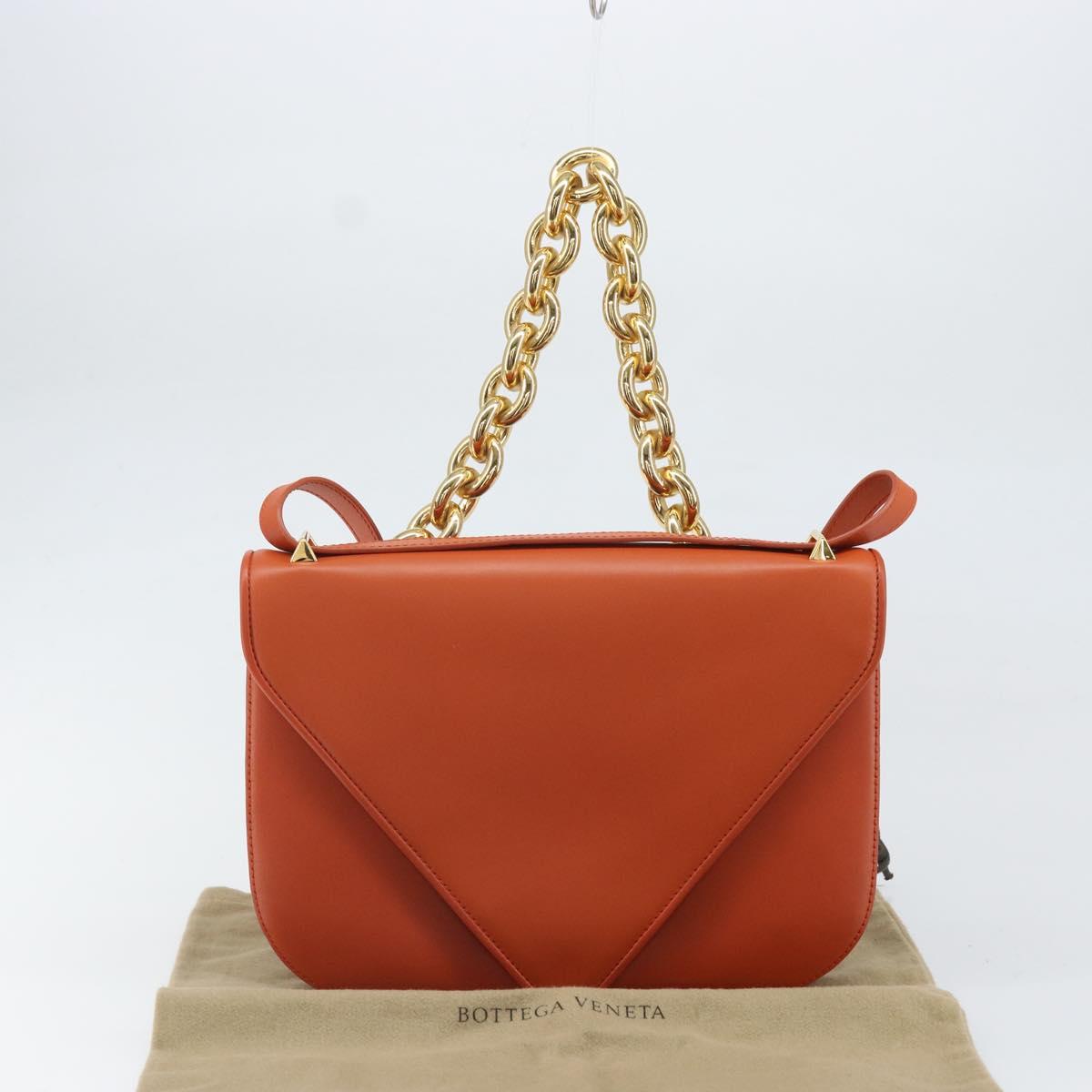 BOTTEGA VENETA Chain Shoulder Bag Leather 2way Brown Gold Auth 169800V