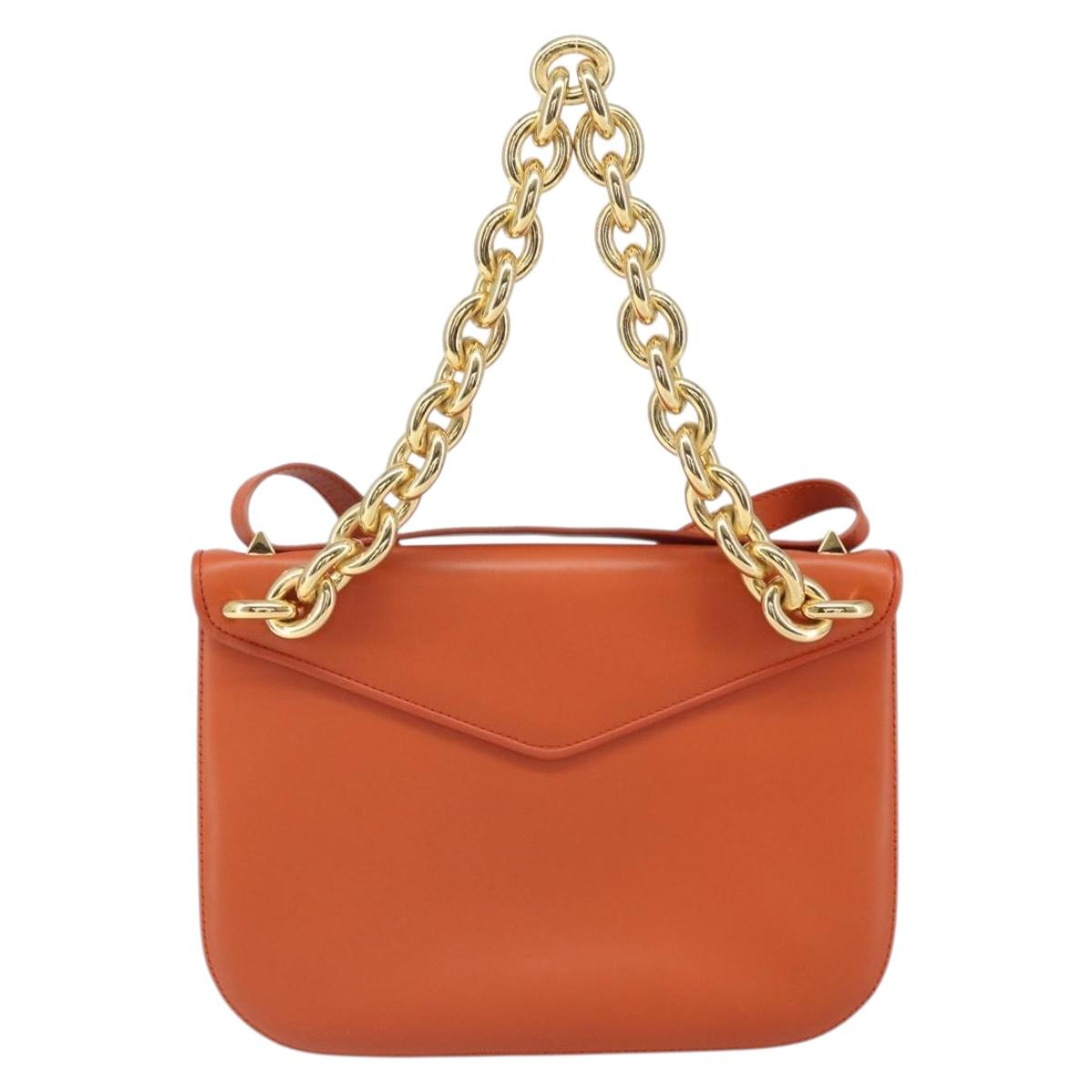 BOTTEGA VENETA Chain Shoulder Bag Leather 2way Brown Gold Auth 169800V