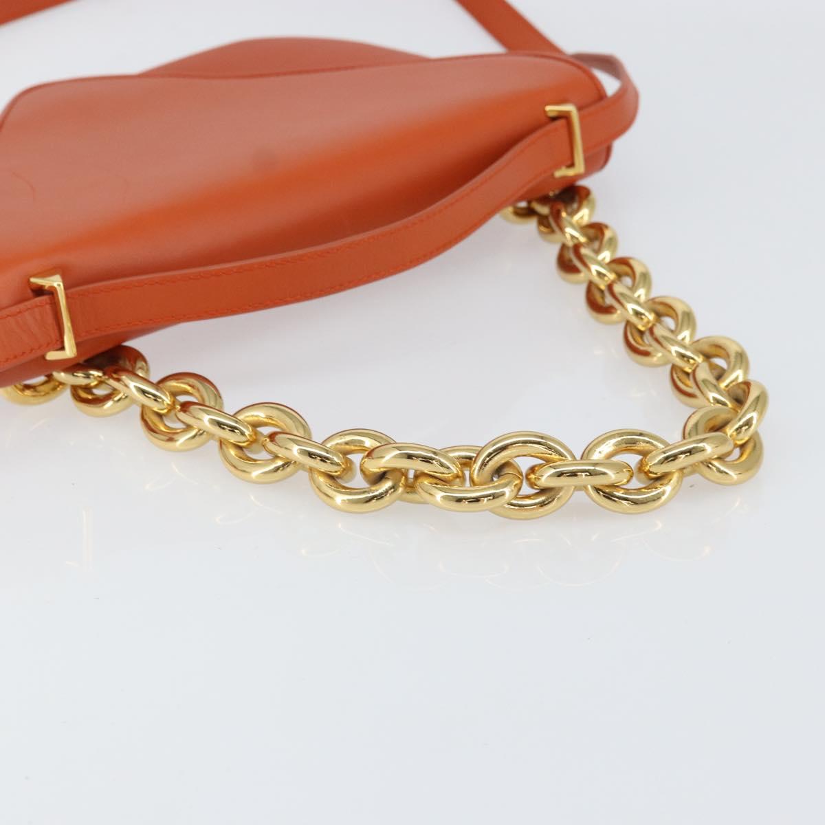 BOTTEGA VENETA Chain Shoulder Bag Leather 2way Brown Gold Auth 169800V