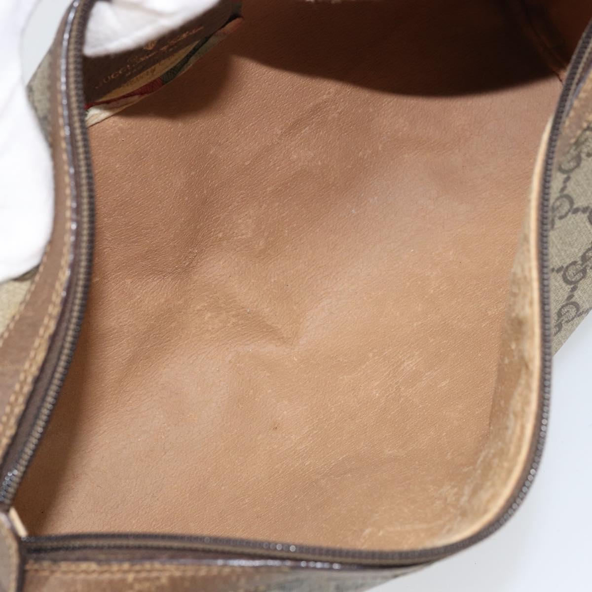 GUCCI GG Supreme Web Sherry Line Bag PVC Beige Gold 89 02 017 Auth 169801