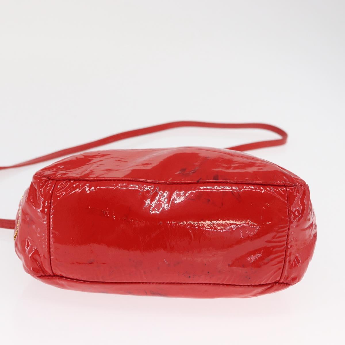 Miu Miu Hand Bag Patent leather 2way Red Gold Auth 169803