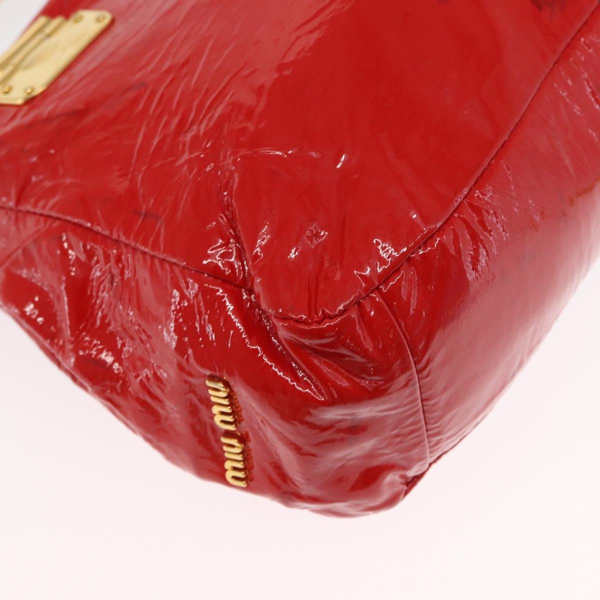 Miu Miu Hand Bag Patent leather 2way Red Gold Auth 169803