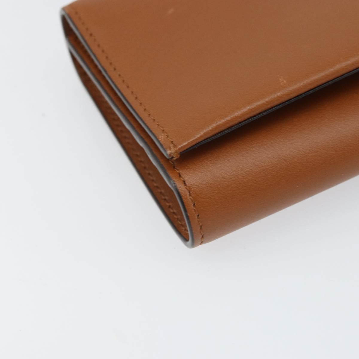 Salvatore Ferragamo Gancini Shoulder Wallet Bag Leather Brown Gold Auth 169804V