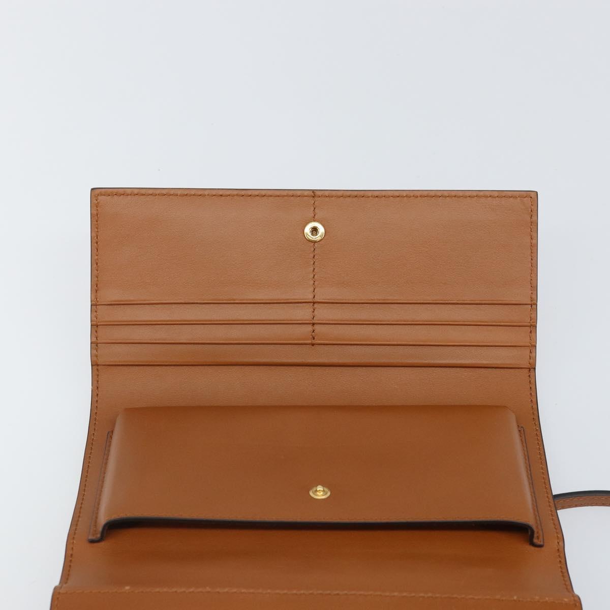 Salvatore Ferragamo Gancini Shoulder Wallet Bag Leather Brown Gold Auth 169804V