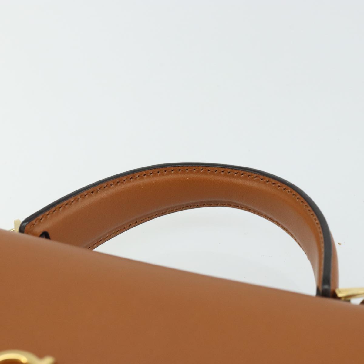 Salvatore Ferragamo Gancini Shoulder Wallet Bag Leather Brown Gold Auth 169804V