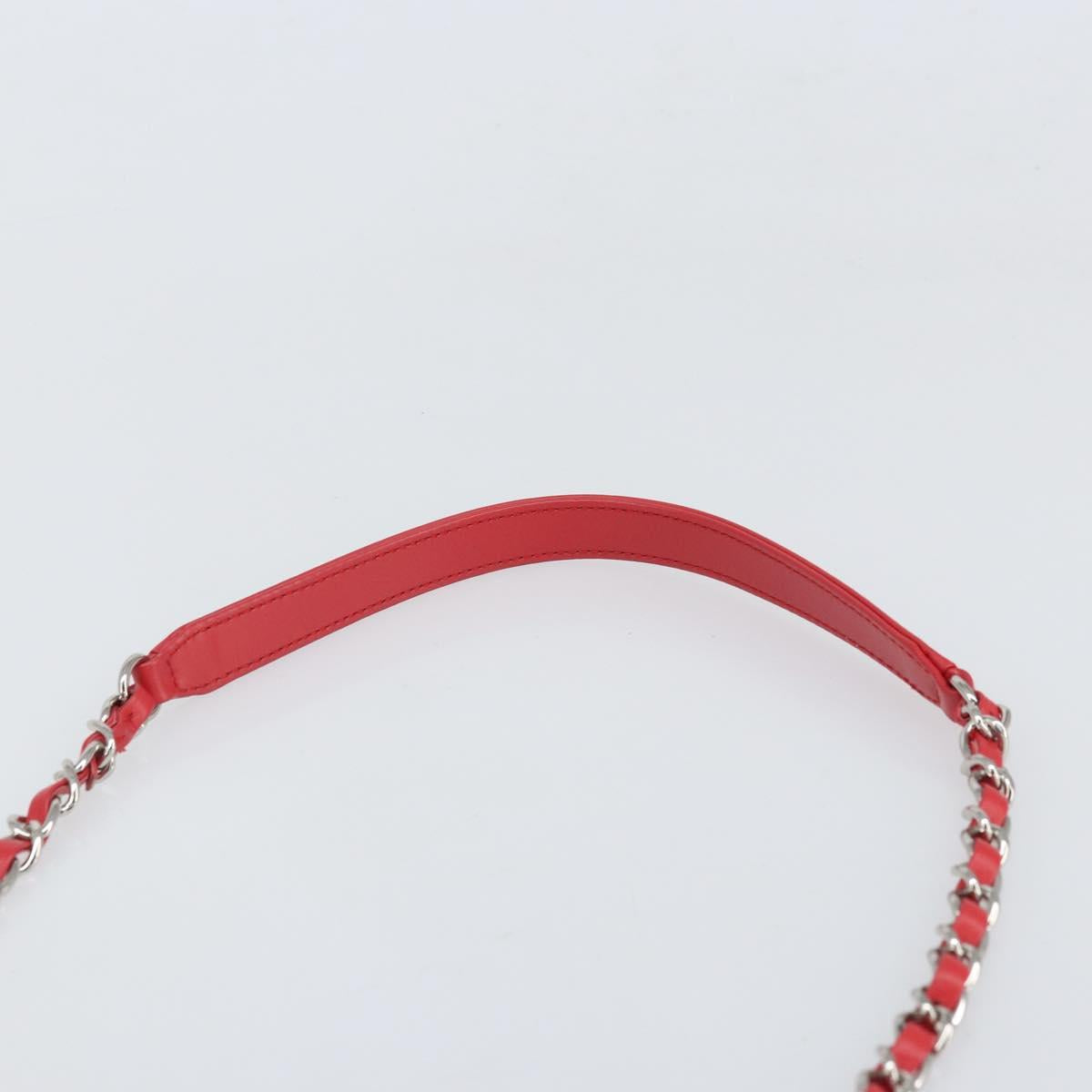 CHANEL Chain Boston Bag Leather 2way Red Silver CC Auth 169810SAM