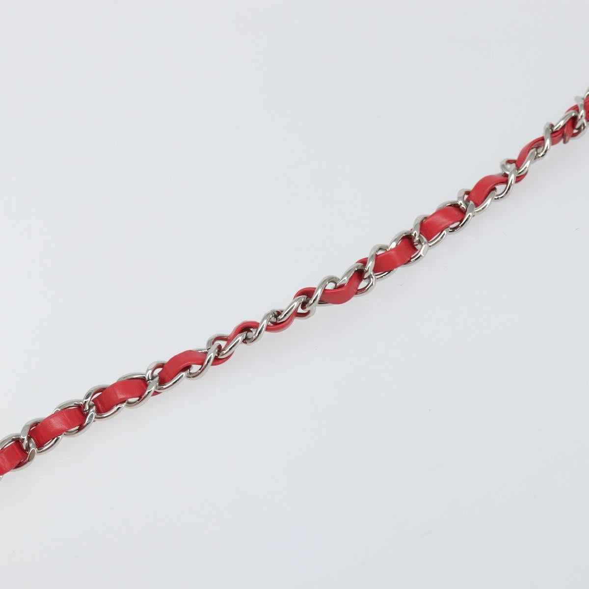 CHANEL Chain Boston Bag Leather 2way Red Silver CC Auth 169810SAM