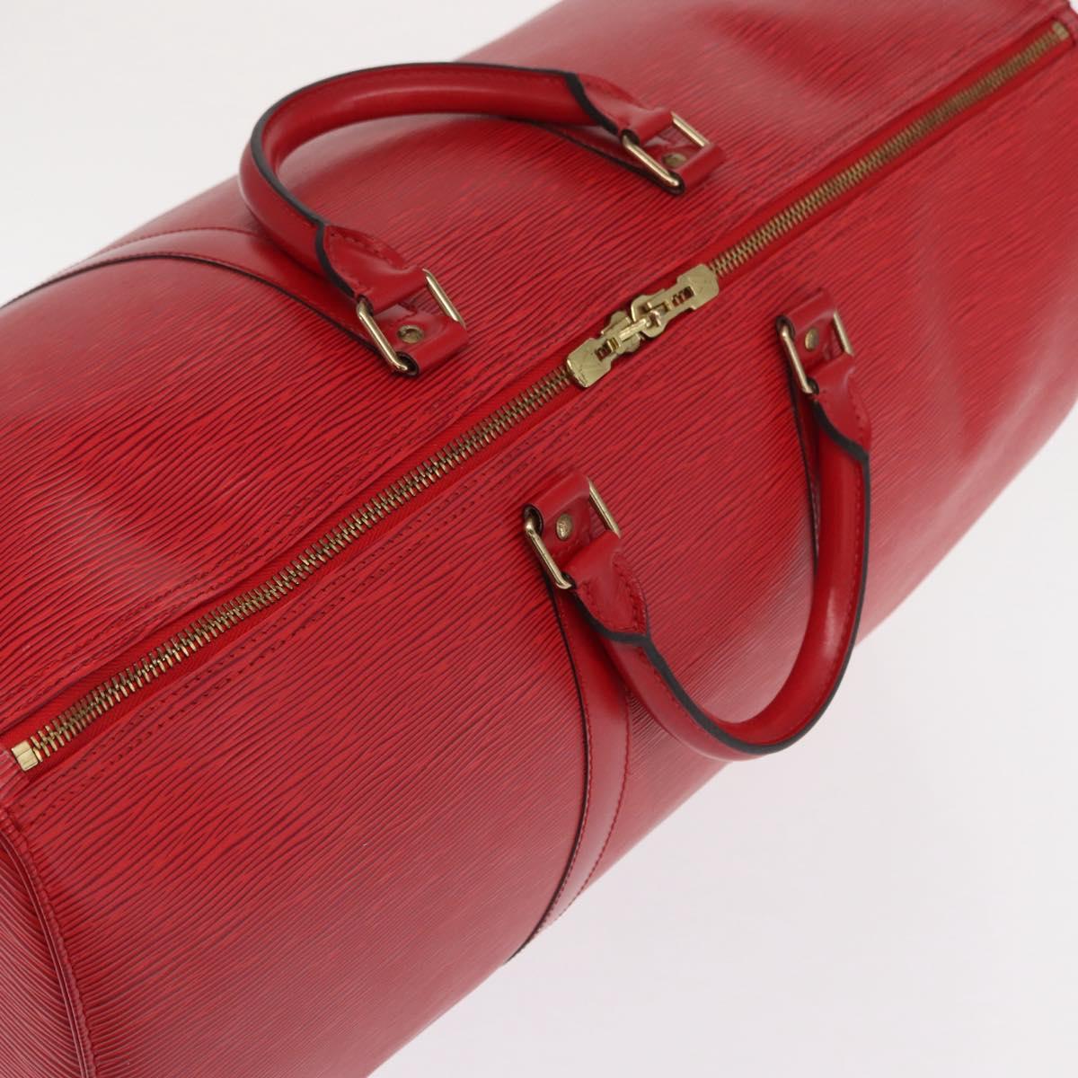 LOUIS VUITTON Epi Keepall 55 Boston Bag Red M42957 LV Auth 169814V