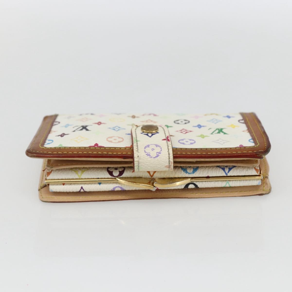 LOUIS VUITTON Multicolor Porte MonnaieViennois Wallet White M92987 Auth 169820