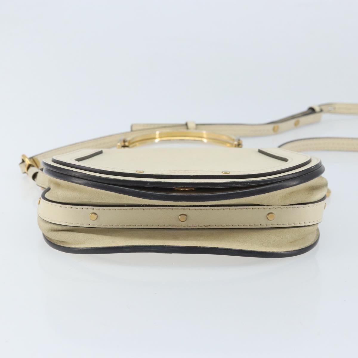 Chloe Nile Hand Bag Leather 2way Ivory Gold Auth 169835