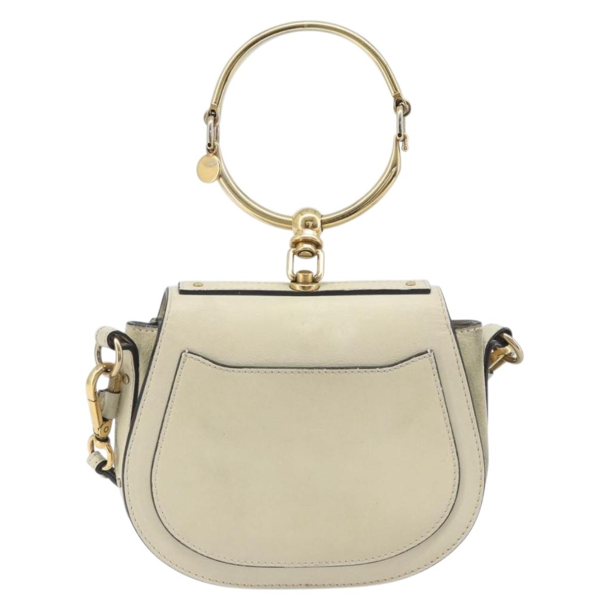 Chloe Nile Hand Bag Leather 2way Ivory Gold Auth 169835