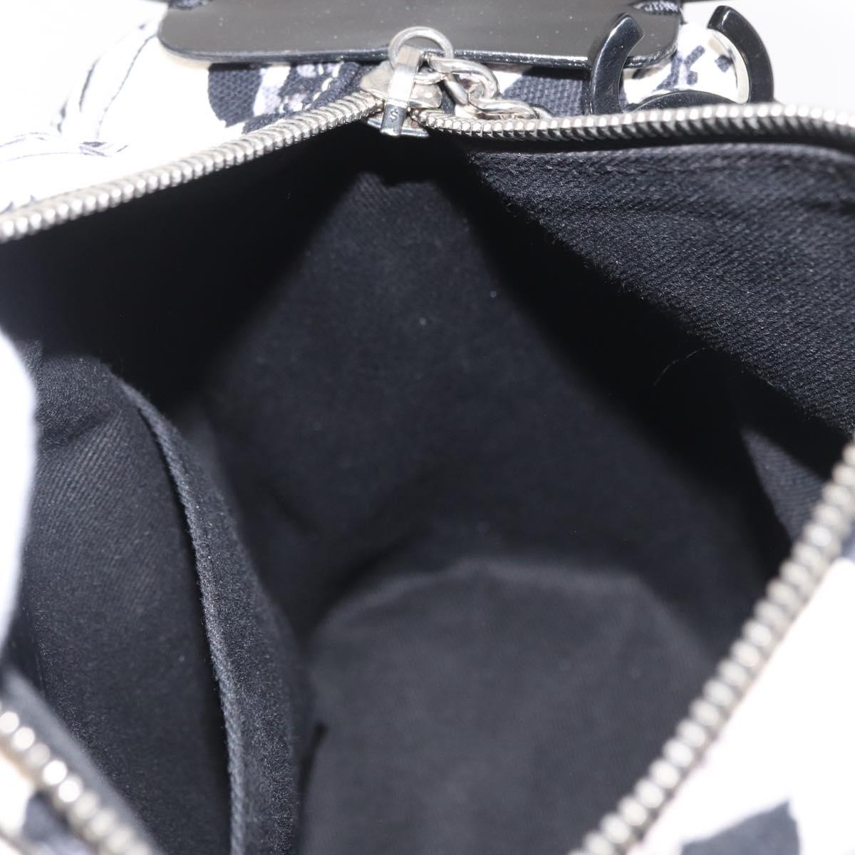 CHANEL Airline Hand Bag Canvas White Silver CC Auth 169837
