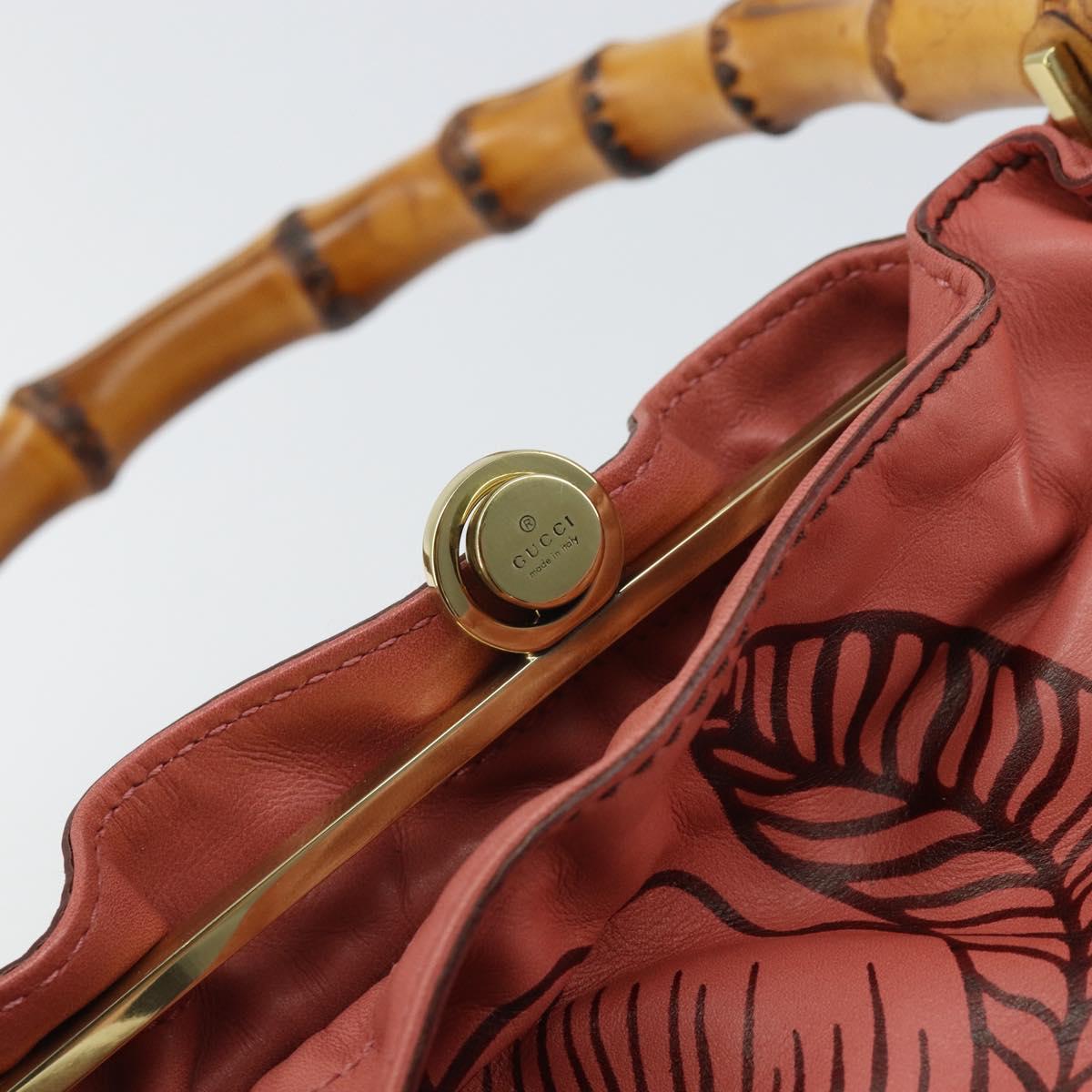 GUCCI Bamboo Hand Bag Leather Pink Gold 95231 Auth 169845V