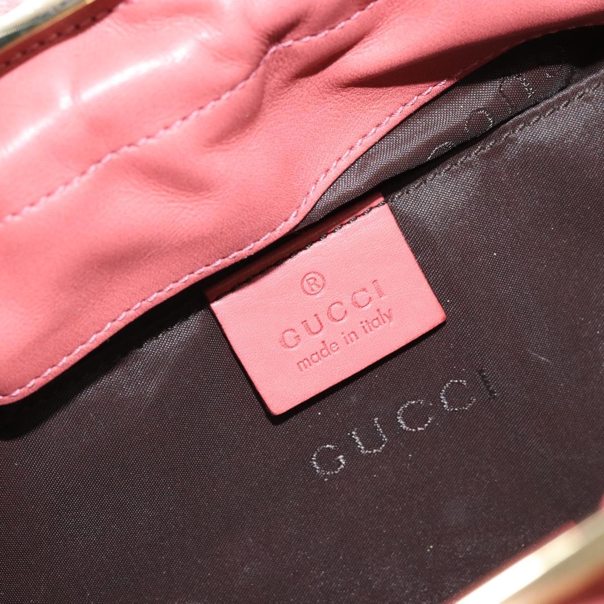 GUCCI Bamboo Hand Bag Leather Pink Gold 95231 Auth 169845V