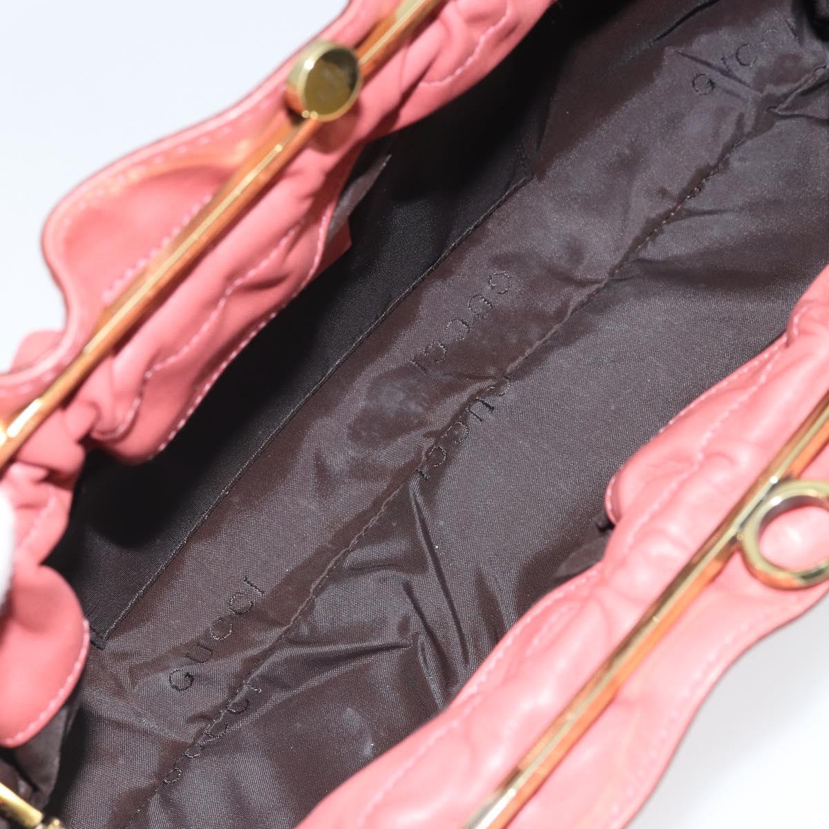 GUCCI Bamboo Hand Bag Leather Pink Gold 95231 Auth 169845V
