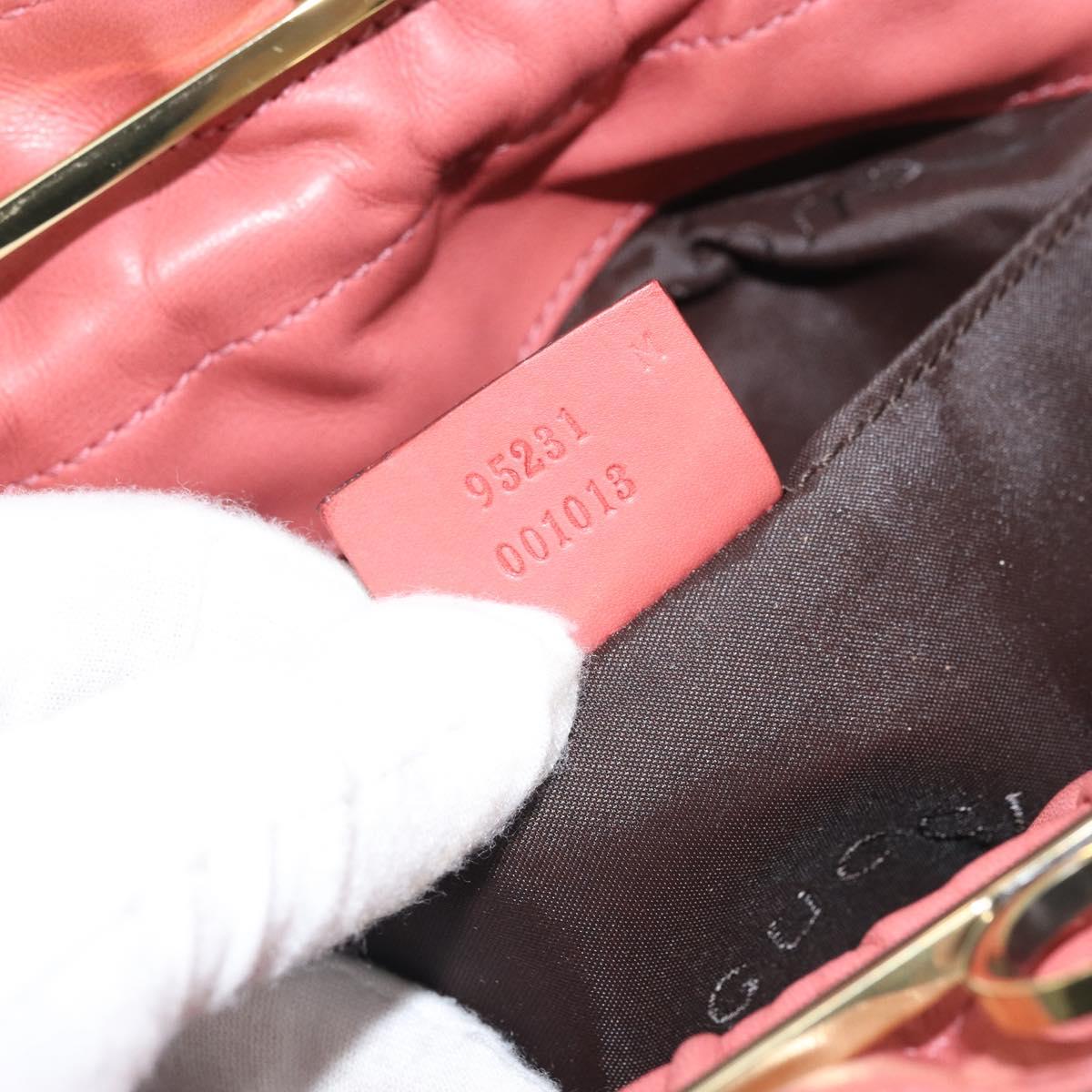 GUCCI Bamboo Hand Bag Leather Pink Gold 95231 Auth 169845V