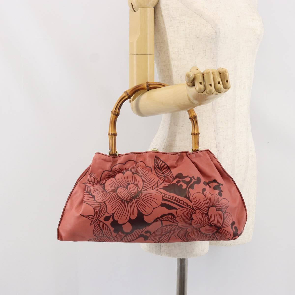 GUCCI Bamboo Hand Bag Leather Pink Gold 95231 Auth 169845V