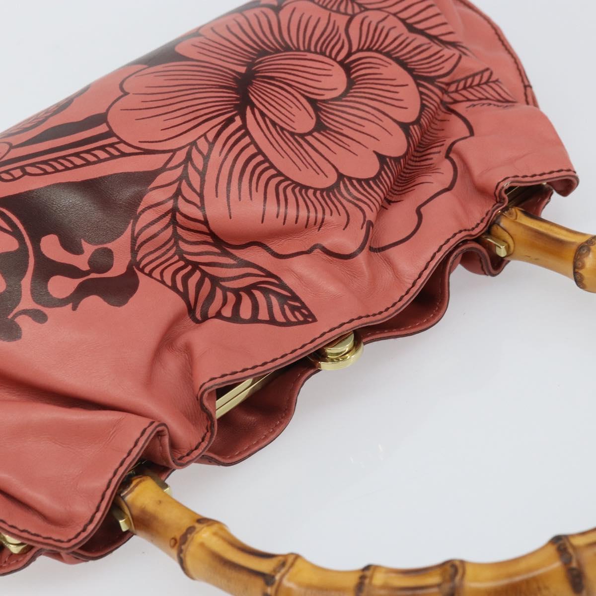GUCCI Bamboo Hand Bag Leather Pink Gold 95231 Auth 169845V