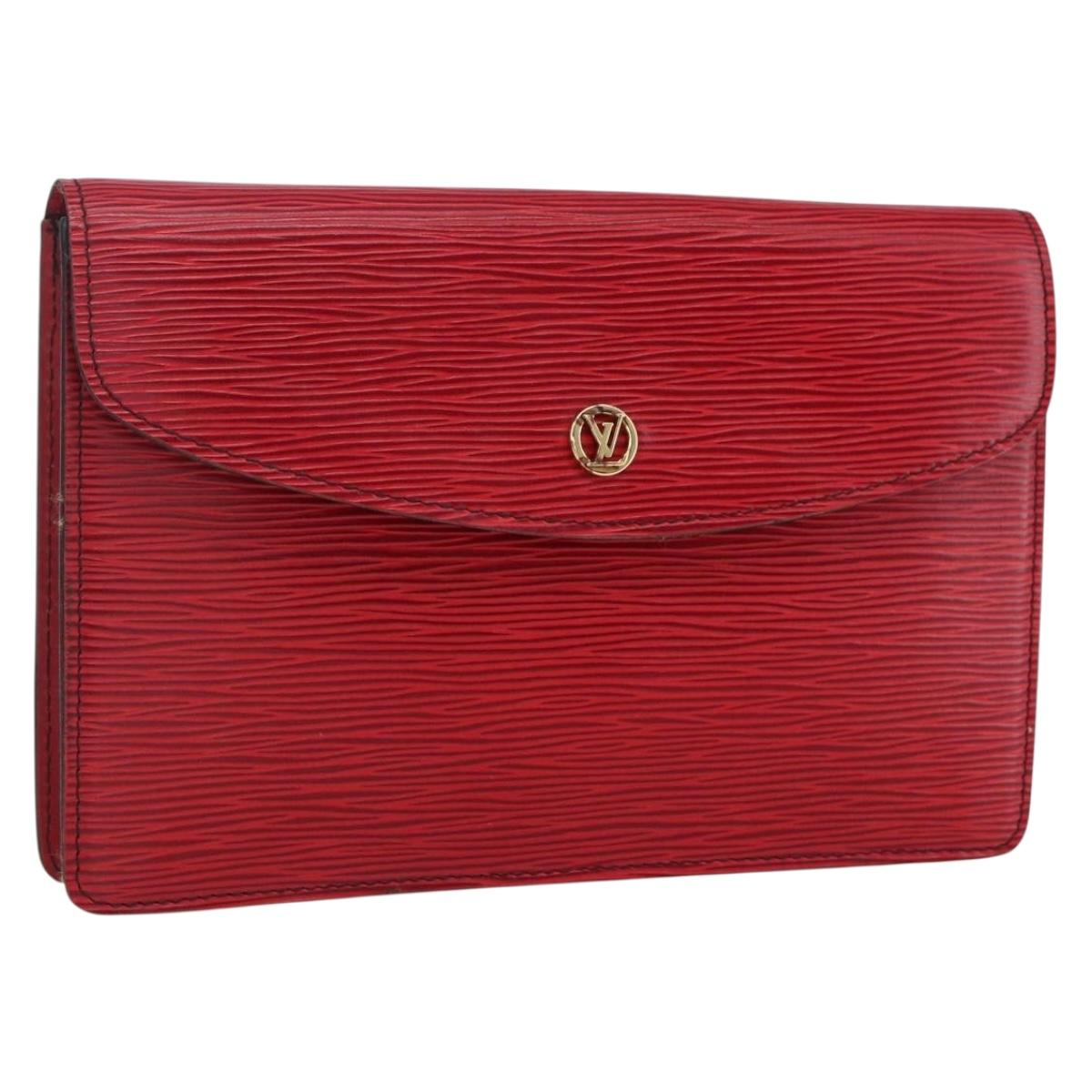 LOUIS VUITTON Epi Montaigne 23 Clutch Bag Red M52667 LV Auth 169852