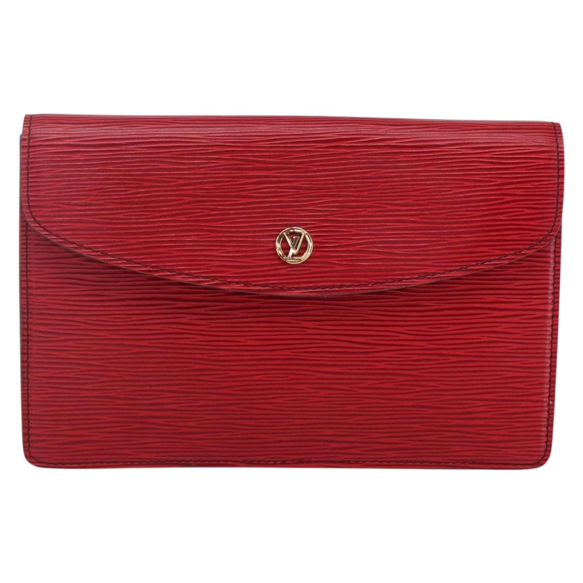 LOUIS VUITTON Epi Montaigne 23 Clutch Bag Red M52667 LV Auth 169852