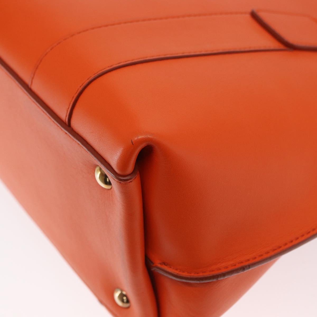 Salvatore Ferragamo Gancini Hand Bag Leather 2way Orange Gold Auth 169855