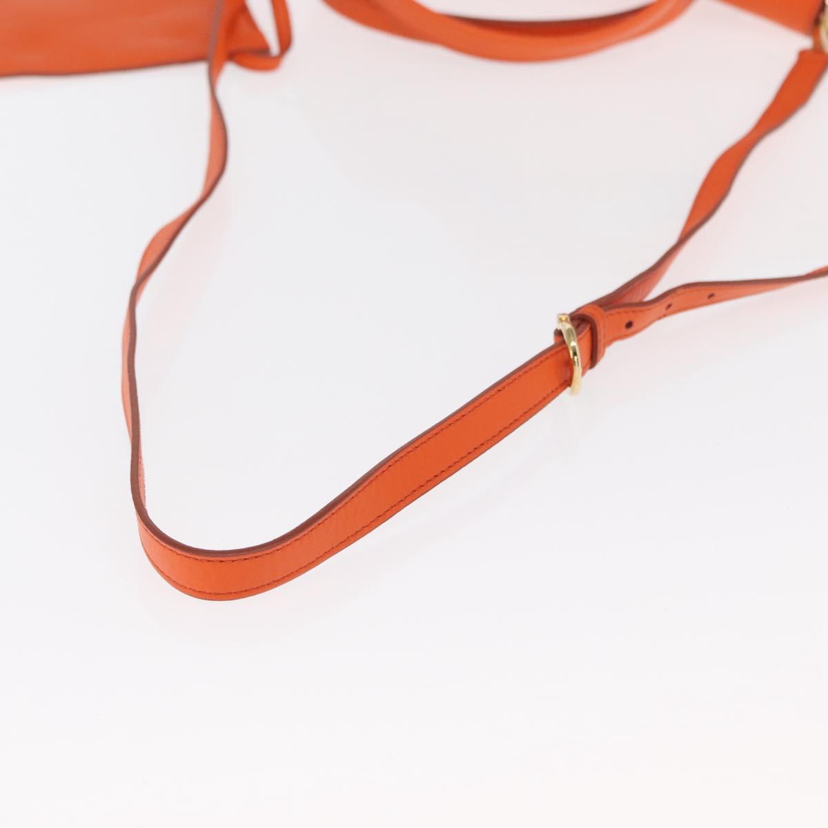 Salvatore Ferragamo Gancini Hand Bag Leather 2way Orange Gold Auth 169855