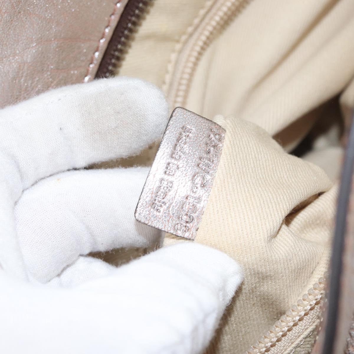 CELINE Bitter Sweet Hand Bag Leather Silver Auth 169857