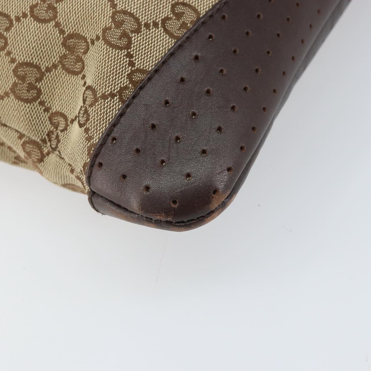 GUCCI GG Canvas Shoulder Bag Beige Silver 145857 Auth 169859
