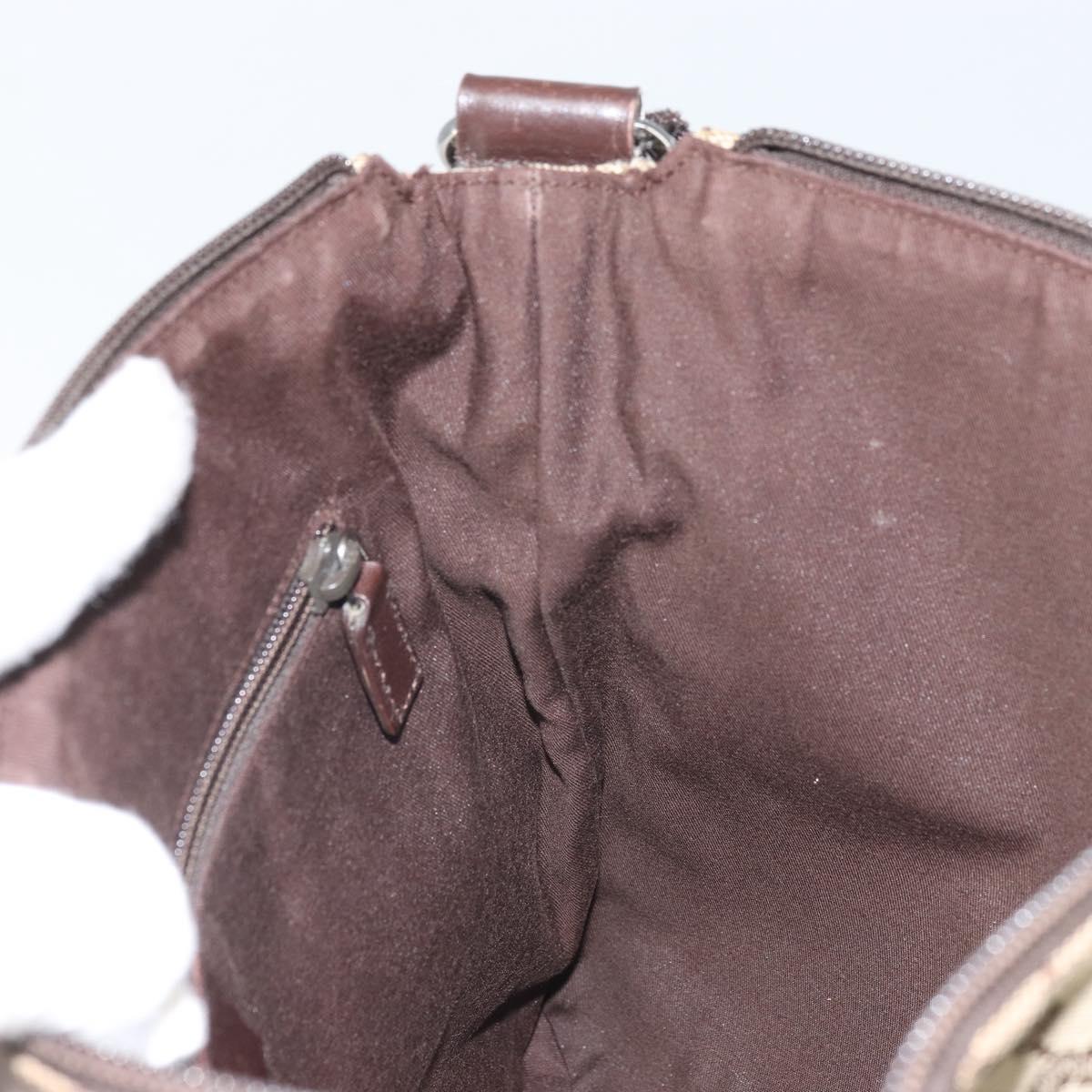GUCCI GG Canvas Shoulder Bag Beige Silver 145857 Auth 169859