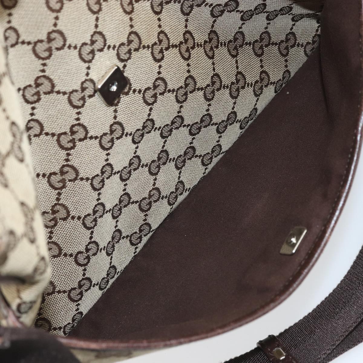 GUCCI GG Canvas Shoulder Bag Beige Silver 145857 Auth 169859
