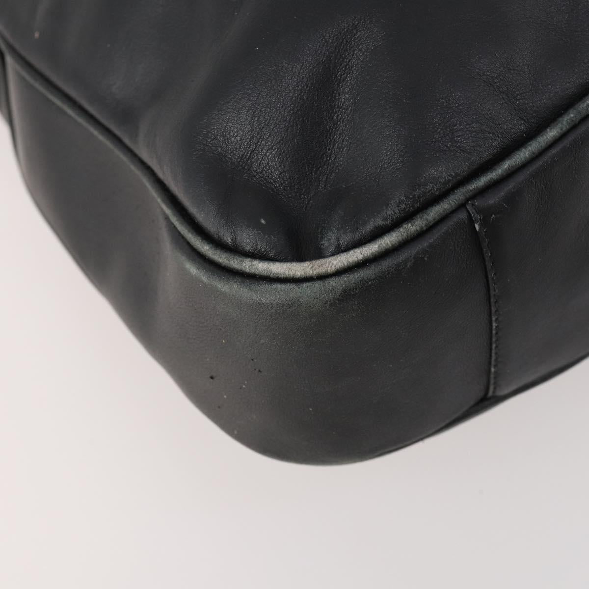 GUCCI Bamboo Shoulder Bag Leather 2way Black Gold 001 1577 2615 Auth 169863