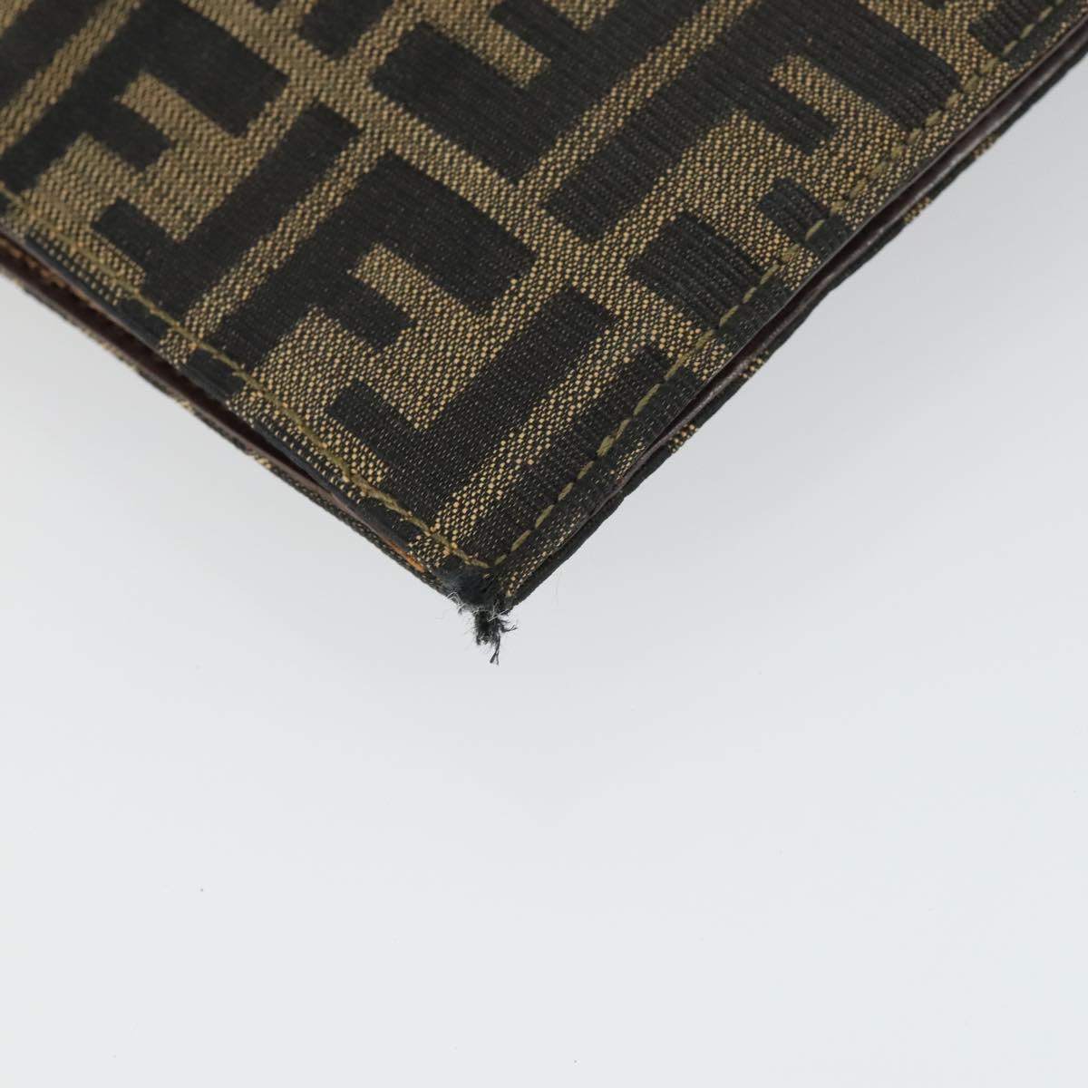 FENDI Zucca Canvas Shoulder Bag Black Brown Auth 169866