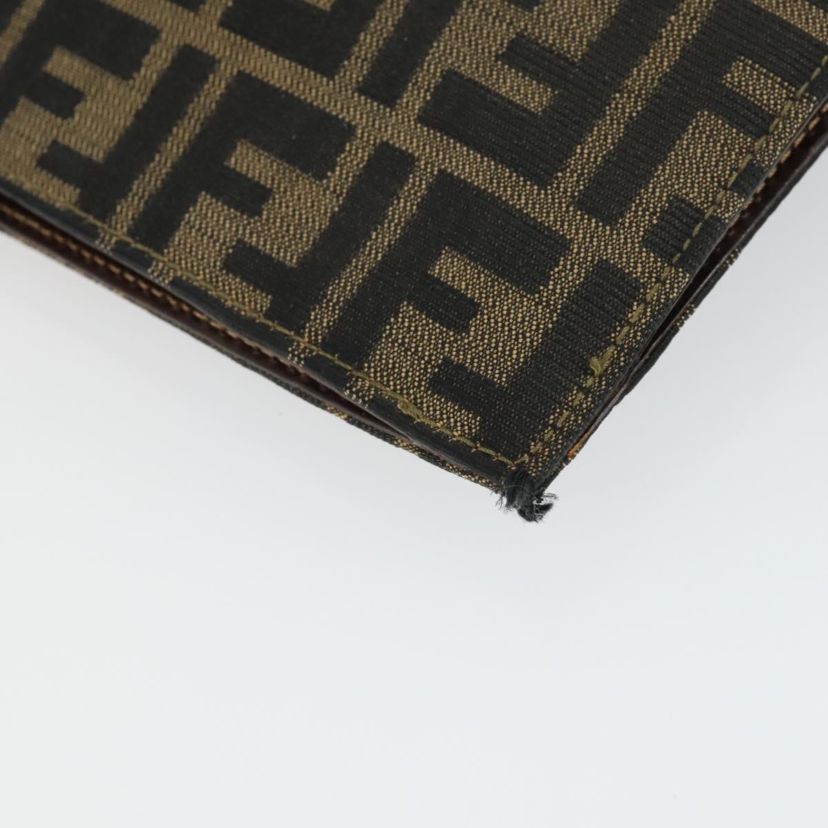 FENDI Zucca Canvas Shoulder Bag Black Brown Auth 169866