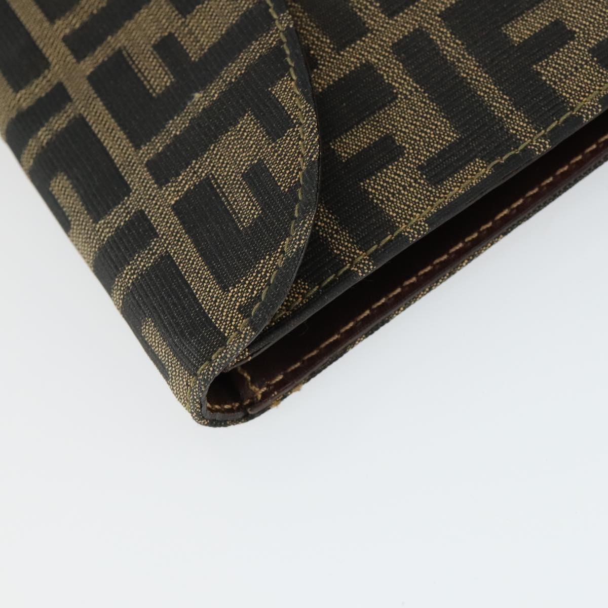 FENDI Zucca Canvas Shoulder Bag Black Brown Auth 169866