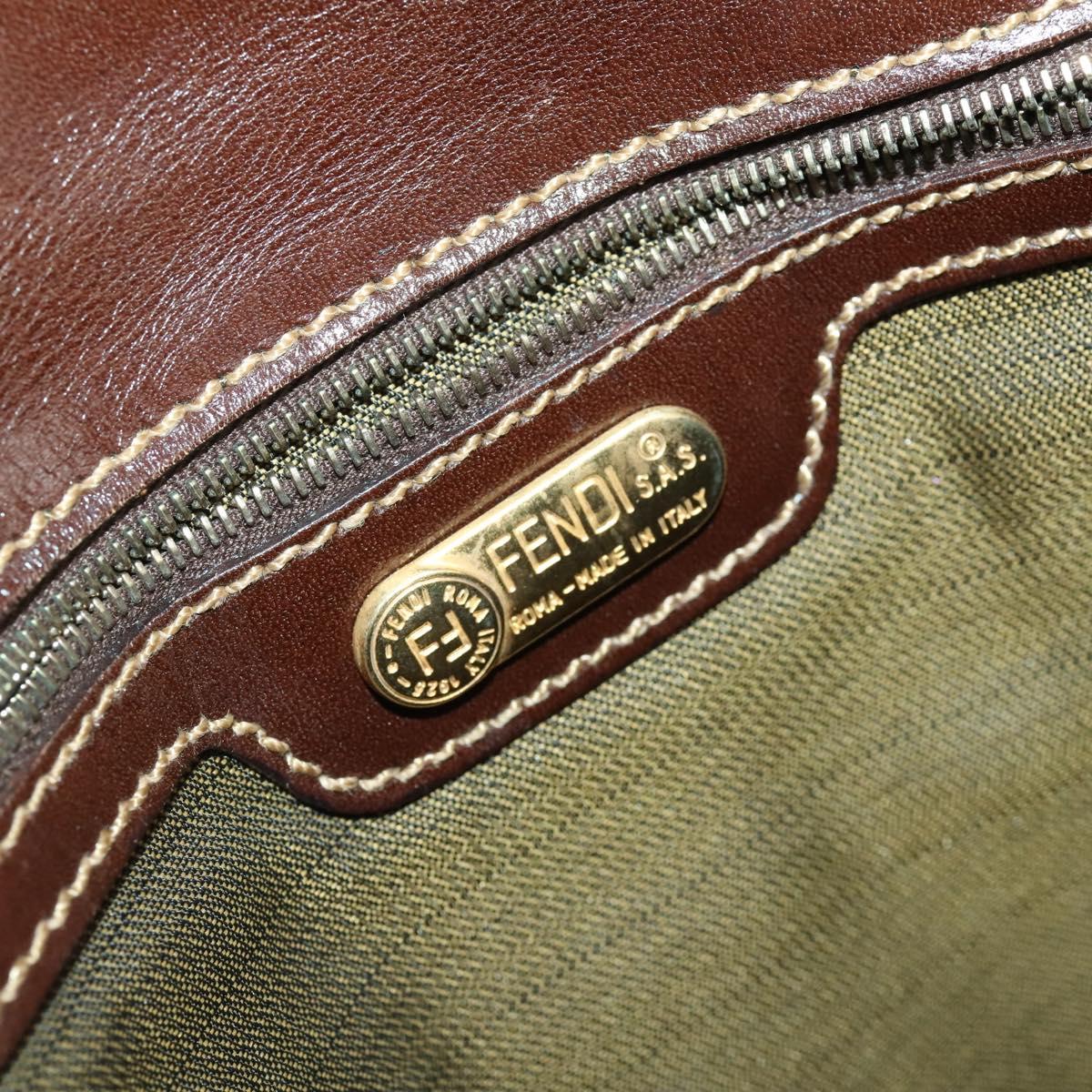 FENDI Zucca Canvas Shoulder Bag Black Brown Auth 169866