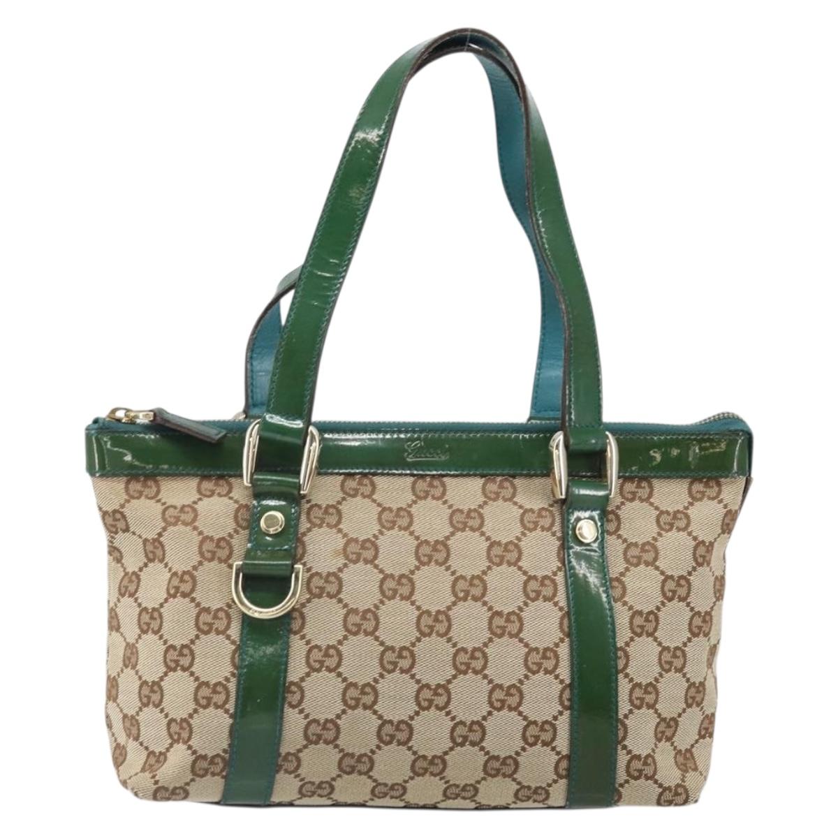 GUCCI Abbey GG Canvas Hand Bag Beige Gold 141471 Auth 169868