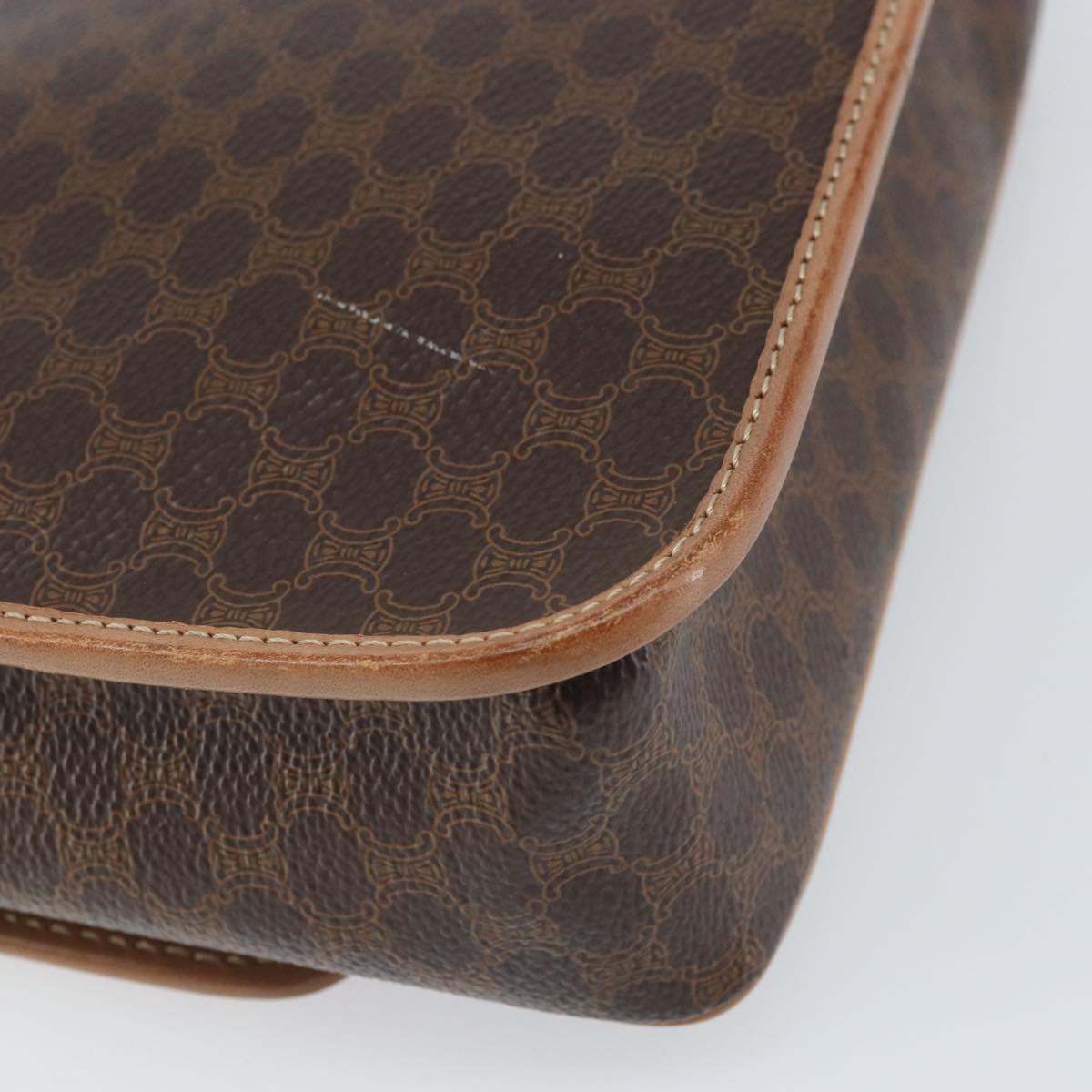 CELINE Macadam Canvas Circle Shoulder Bag PVC Leather Brown Gold Auth 169869
