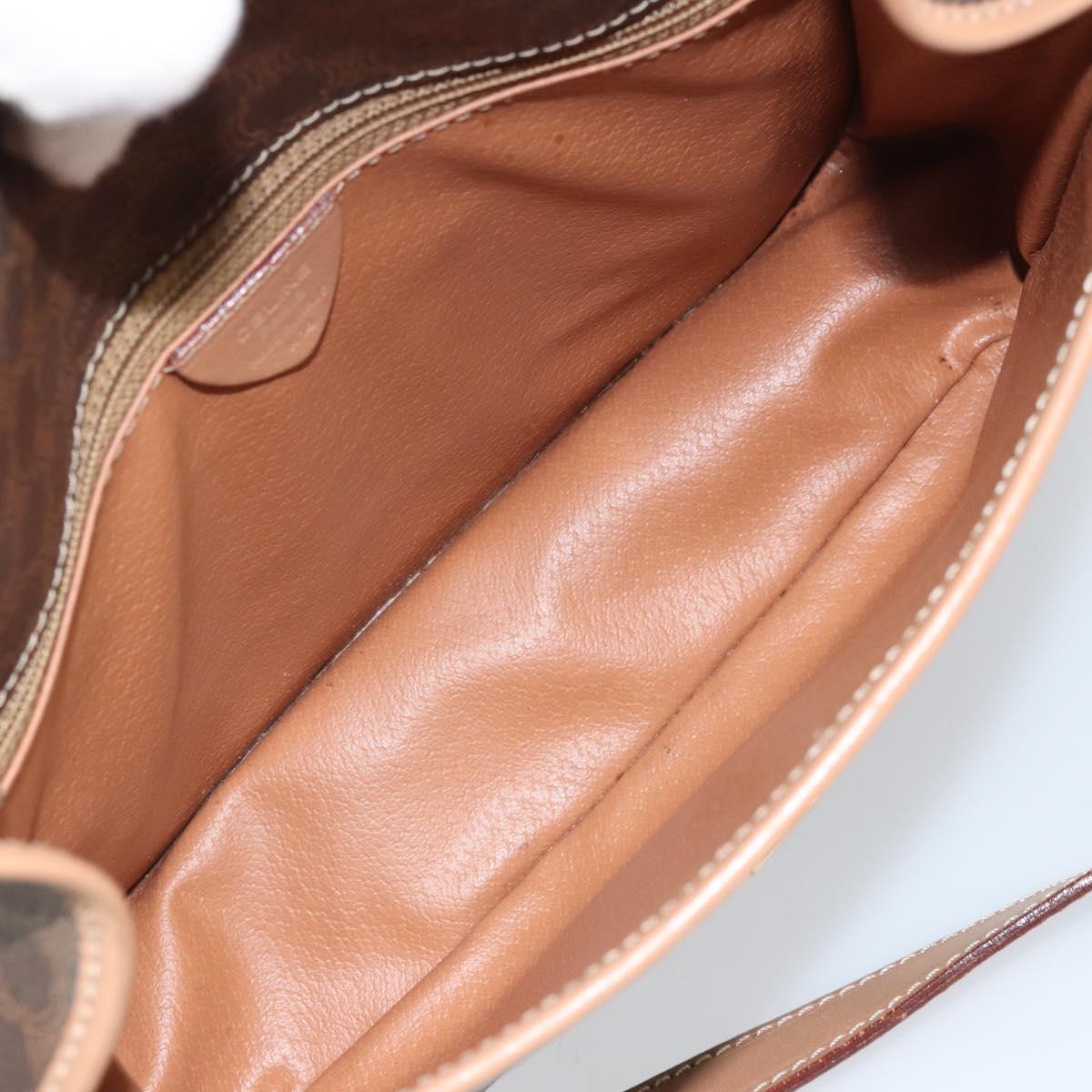 CELINE Macadam Canvas Circle Shoulder Bag PVC Leather Brown Gold Auth 169869