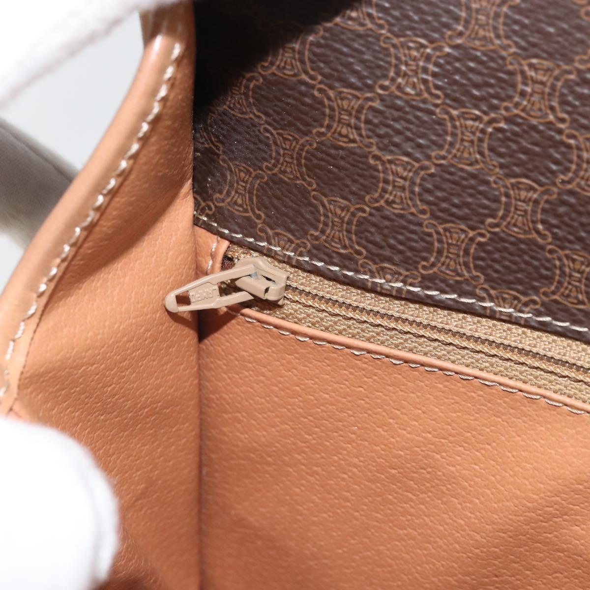 CELINE Macadam Canvas Circle Shoulder Bag PVC Leather Brown Gold Auth 169869
